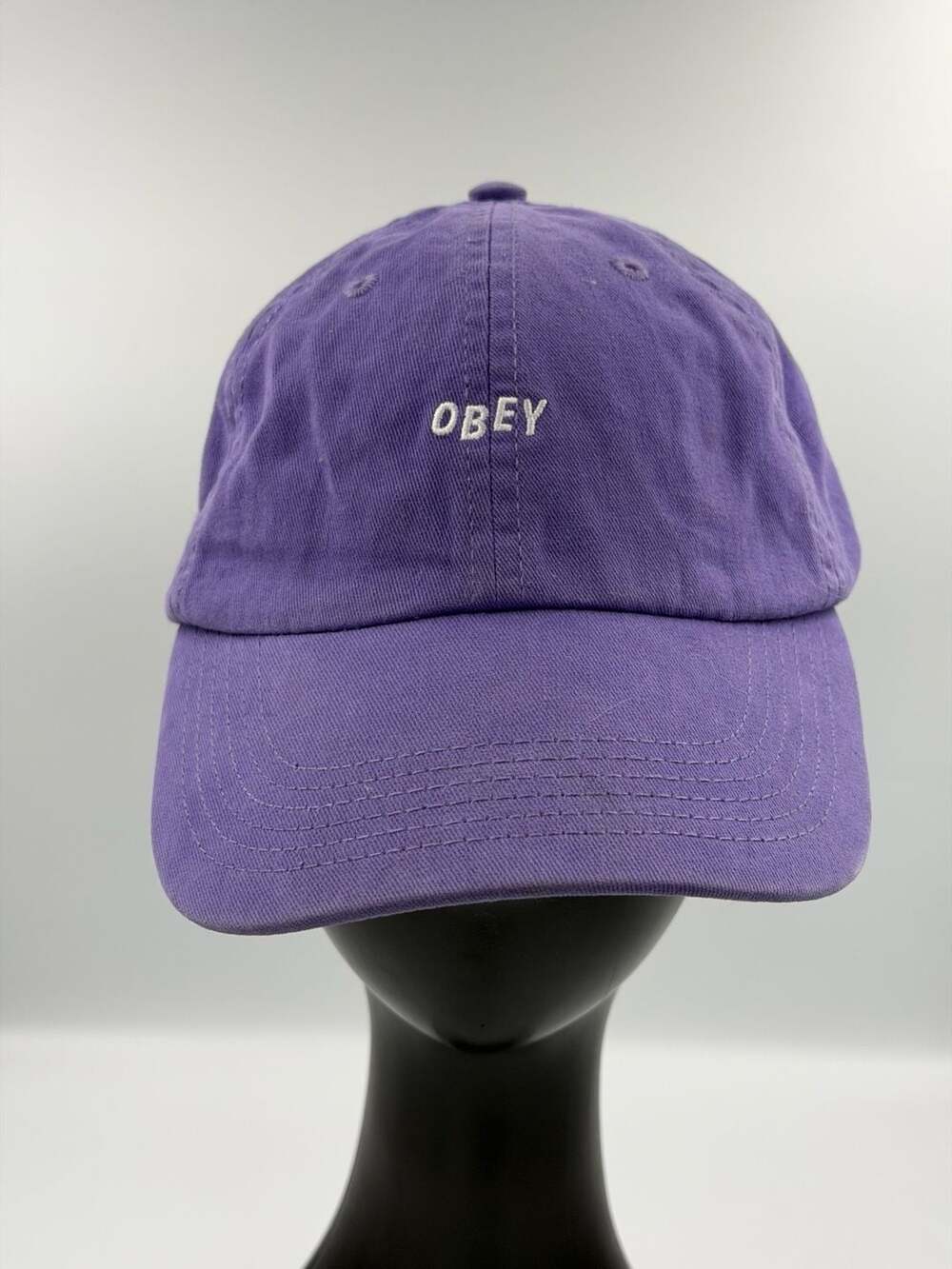 Obey Worldwide 6-Panel Strapback Hat in Purple